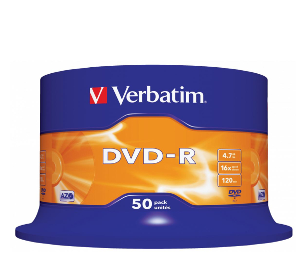VERBATIM DVD-R 16x 4.7GB 50P CB 43548 - 28979 - zdjęcie